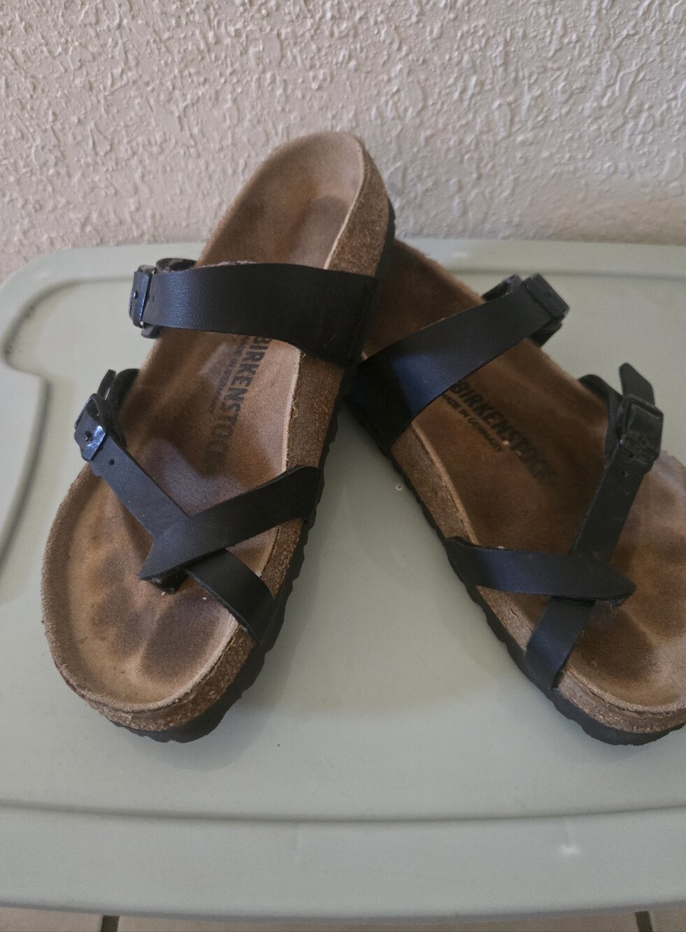 Birkenstock Women's Black Cross-Strap Cork Footbed Sandals